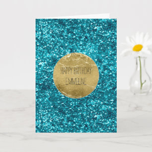 Aqua Gold Glitzy Glitter (Zeemeermin geïnspireerd) Kaart