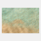 Aqua Gold Glitzy Sparkle Glitter Leopard Inpakpapier Vel (Voorkant)