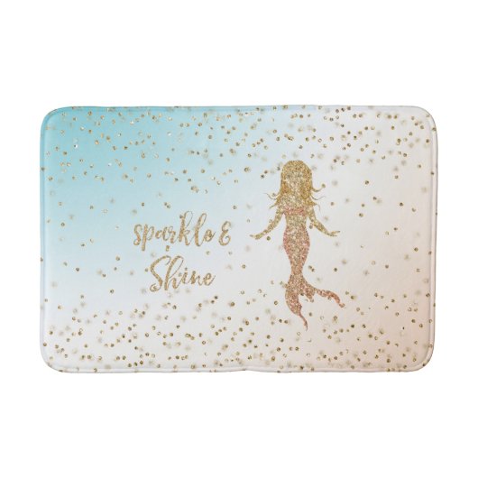 Aqua Gold Mermaid Sparkle Glitter Confetti Badmat (Voorkant)