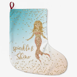 Aqua Gold Mermaid Sparkle Glitter Confetti Grote Kerstsok