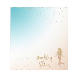 Aqua Gold Mermaid Sparkle Glitter Confetti Notitieblok