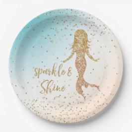 Aqua Gold Mermaid Sparkle Glitter Confetti Papieren Bordje