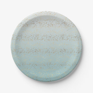 Aqua Gold Ombre Confetti Glam Papieren Bordje