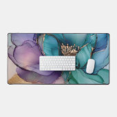Aqua Gold Paarse Bloem Bureaumat (Keyboard & Muis)