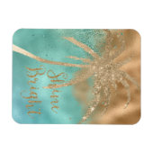 Aqua Gold Palm Shine Bright Glitter Magneet (Horizontaal)
