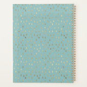 Aqua Gold Raindrop Modern Trendy Monogram Planner (Achterkant)