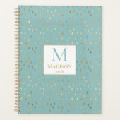 Aqua Gold Raindrop Moderne Monogramme tendance (Devant)