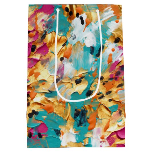 Aqua Gold Roze Luipaard Verf Medium Cadeauzakje (Achterkant)