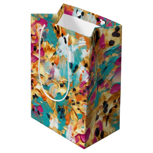 Aqua Gold Roze Luipaard Verf Medium Cadeauzakje (Achterkant Gekanteld)
