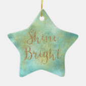 Aqua Gold Sparkle Glitter Shine Bright Keramisch Ornament (Voorkant)