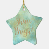 Aqua Gold Sparkle Glitter Shine Bright Keramisch Ornament (Links)