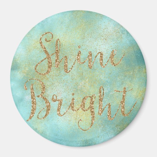 Aqua Gold Sparkle Glitter Shine Bright Magneet (Voorkant)
