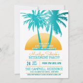 Aqua|Gold Tropical Retirement Party Invitations (Devant)