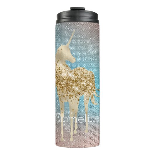 Aqua Gold Unicorn Sparkle Thermosbeker (Voorkant)