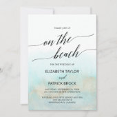 Aqua Gold Waterverf Details op het strand bruiloft Kaart (Voorkant)