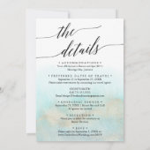 Aqua Gold Waterverf Details op het strand bruiloft Kaart (Achterkant)