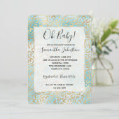 Aqua Gold White Leopard Print Kaart (Staand voorkant)