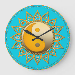 Aqua Gold YinYang Toscan Sun Home Horloge de décor