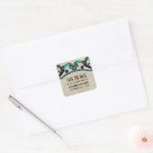 Aqua Gothic Swirls Save the Date Stickers (Enveloppe)