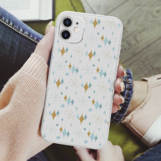 Aqua, Goud Starburst Mid Century Patroon Case-Mate iPhone Case