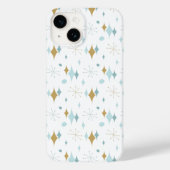 Aqua, Goud Starburst Mid Century Patroon Case-Mate iPhone Case (Achterkant)