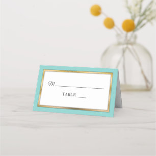 Aqua Goud Witte Eenvoudige Elegante Plaatskaar
