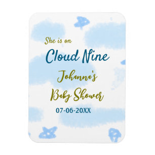 Aqua goud ze is op wolk negen baby shower wolken magneet