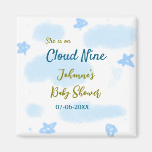 Aqua goud ze is op wolk negen baby shower wolken magneet