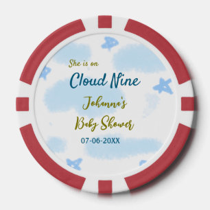 Aqua goud ze is op wolk negen baby shower wolken  poker chips