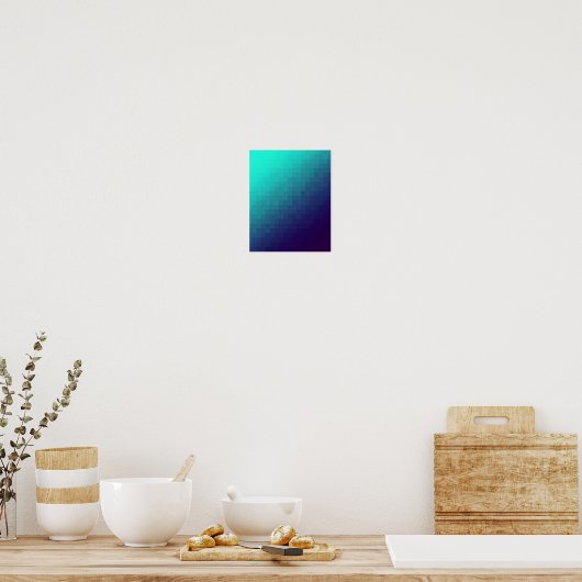 Aqua Gradient Pixels - Moderne technische kunst Poster (Keuken)