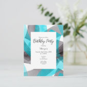 Aqua Gray Black Waterverf Abstracte penseelstreken Kaart (Staand voorkant)