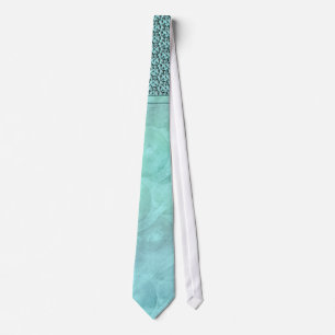 Aqua gray bruiloft floral damask stropdas