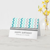Aqua Gray Chevron Business van Group Birthday Kaart (Gele Bloem)