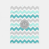 Aqua Gray Chevron Pattern Monogram Blanket Fleece Deken (Voorkant)