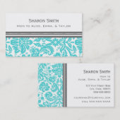 Aqua Gray Damask Calling Cards Contactkaartje (Voorkant / Achterkant)