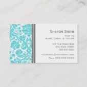 Aqua Gray Damask Calling Cards Contactkaartje (Achterkant)