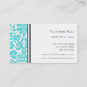 Aqua Gray Damask Floral Visitekaartjes (Achterkant)