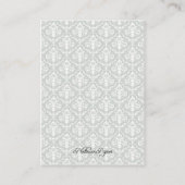 Aqua & Gray Damask Wedding Guest Reference Kaarten (Achterkant)