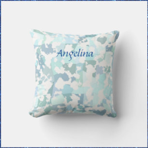 Aqua Gray en White Abstract Geometric Kussen