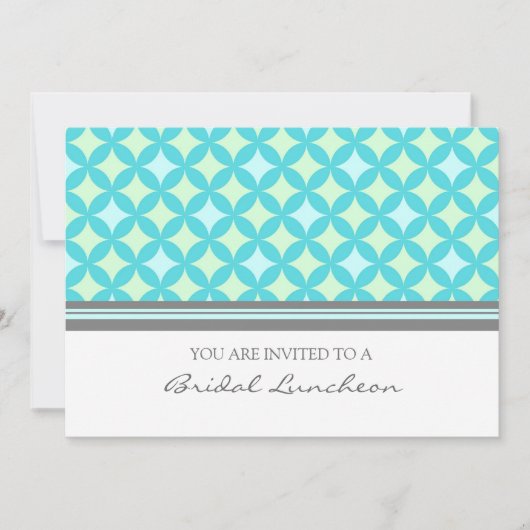 Aqua Gray Pattern Bridal Lunch Invitation Cards Kaart (Voorkant)