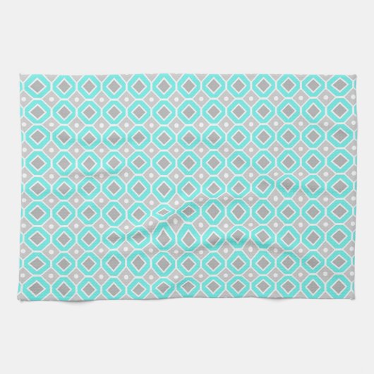 Aqua Gray Pattern Kitchen Cloth Towel Theedoek (Horizontaal)