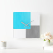 Aqua Gray White Block Vierkante Klok (Huis)