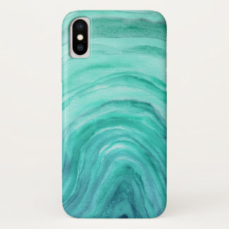 Aqua Green Agaat II Waterverf Patroon iPhone X Hoesje