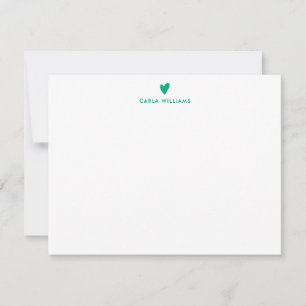 AQUA GREEN Doodle Heart Formal Classic Family Notitiekaartje