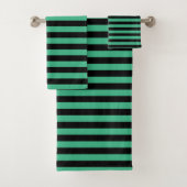Aqua Green en Black Stripes Bad Handdoek (Insitu)
