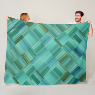 Aqua Green en Blue Blocks Stropdas Fleece Deken