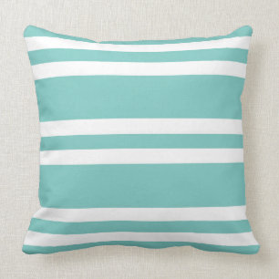Aqua Green en White Striped Kussen