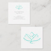 Aqua Green et White Carré Lotus Carte de visite (Devant / Derrière)