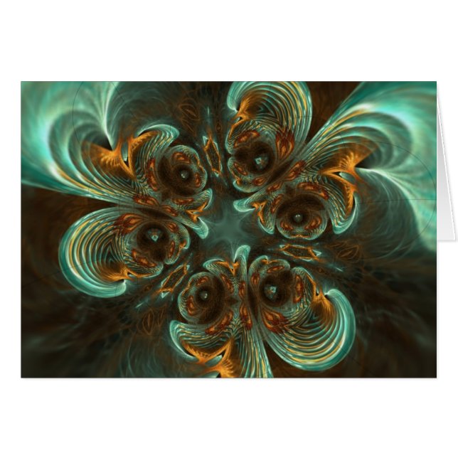 Aqua Green & Gold & Spiral Fractal Art (Devant horizontal)