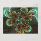 Aqua Green & Gold & Spiral Fractal Art Briefkaart (Voorkant)